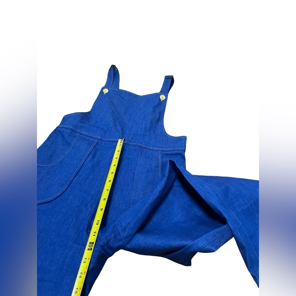 HTF Miracle Eye Blue Japanese Denim Jumpsuit Bib Jane Overalls USA Made Sz L - Picture 5 of 12